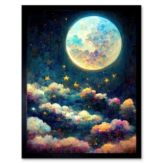 Stupell Industries Moon And Back Lovable Moon Smiling Clouds Stars , 11 x  14, Design by Rachel Nieman 