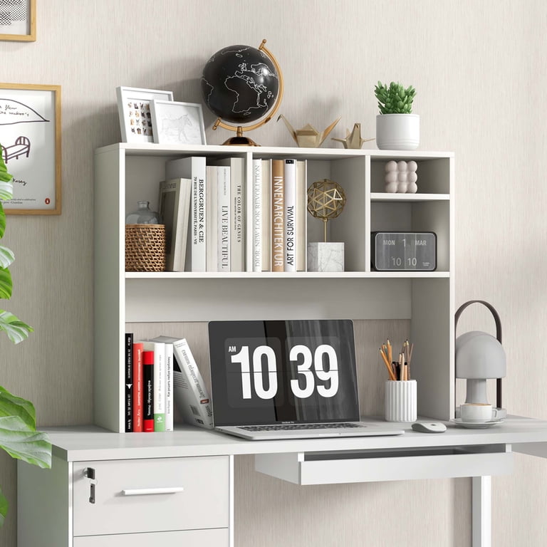 Costway Computer Desktop Bookcase Organizer, White photo 4