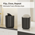 thumbnail image 3 of Desk Mini Car Trash Can, 0.4 Gallon Table Top Plastic Waste Basket with Stainless Steel Lid, Small Garbage Bin for Bedroom, Coffee Bar, Vehicle Cup Holder, Vanity Countertop, Black, 3 of 7