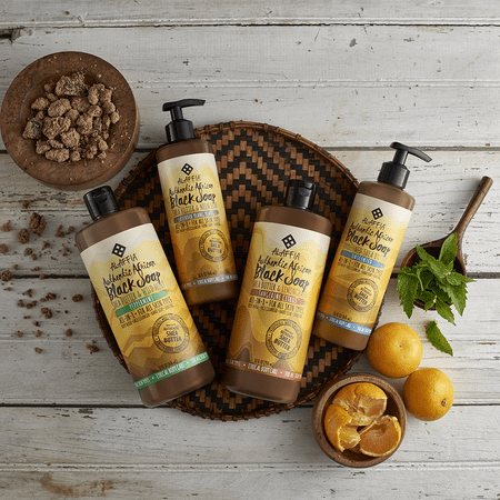 Alaffia Authentic African Black Soap with Fair Trade Shea Butter Tangerine Citrus, 16 Oz