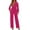 Hot Pink, variant on Jumpsuits for Women Casual Loose Fit Belted Dressy Long Sleeve Crewneck Autumn Jumpsuit Long Wide Legs formal Casual Rompers