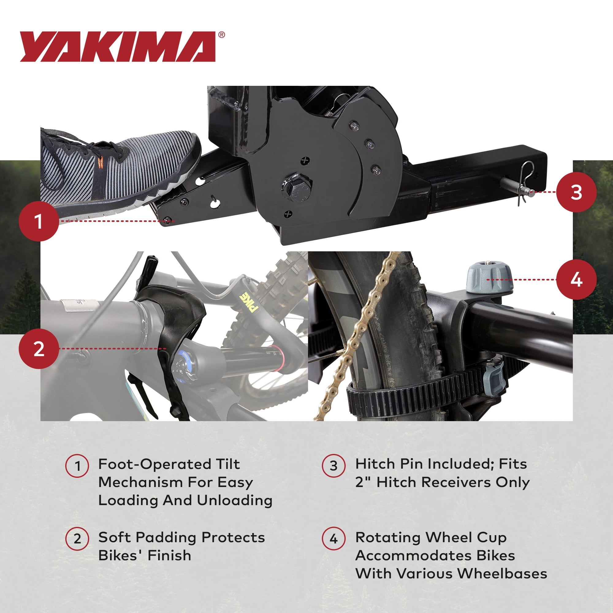 Yakima 4-Bike Vertical Hanging Hitch Mount Tilt-Away Bike Rack