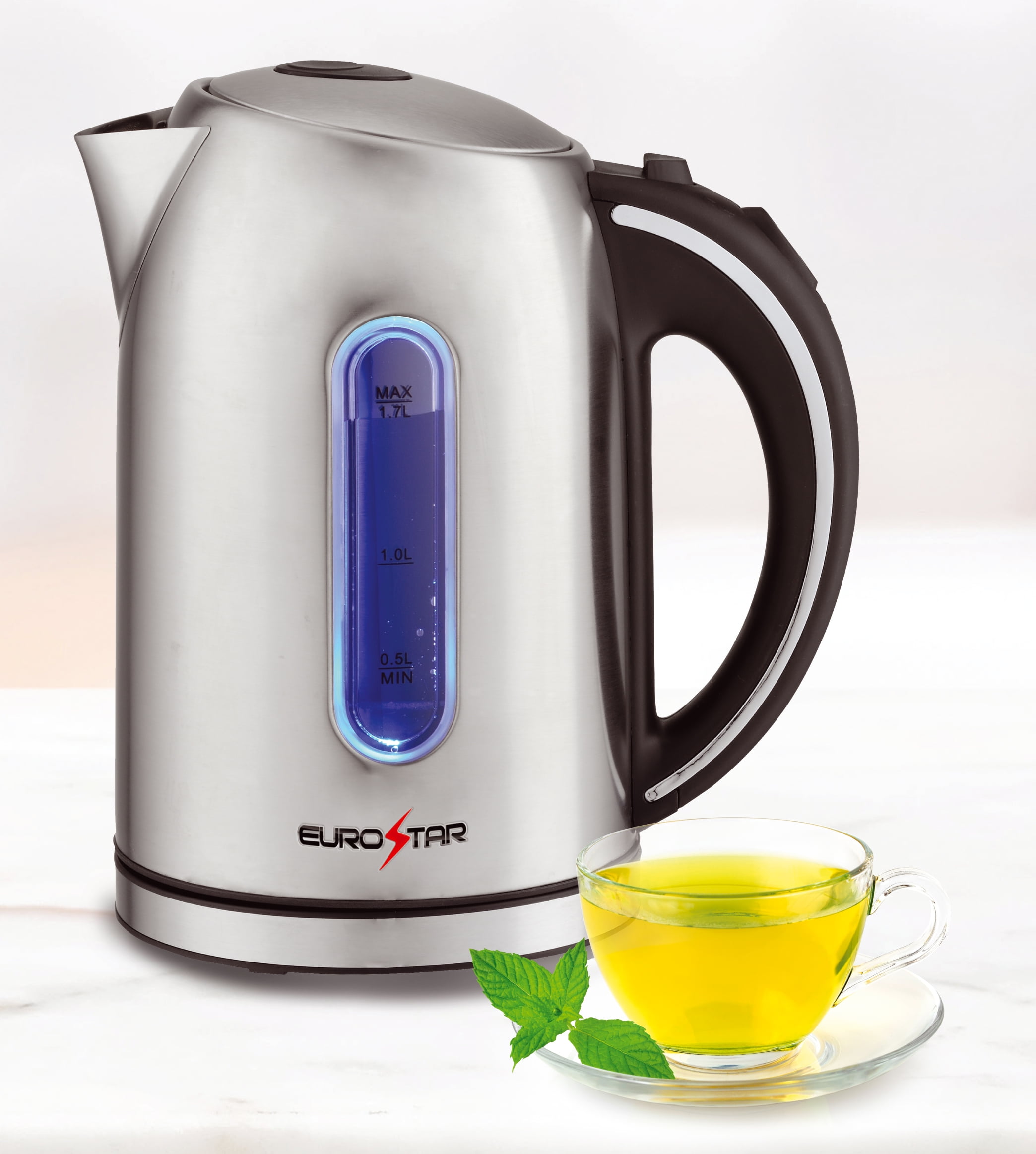 EUROSTAR EKS17S 1.7L Electric Stainless Steel Electric Kettle, Silver