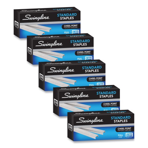 New Swingline S.F. 1 Standard Staples, 0.25' Leg, 0.5' Crown, Steel, 5,000/Box, 5 Boxes/Pack,Each