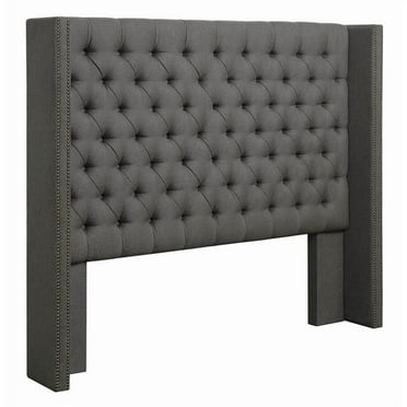 Pemberly Row Upholstered Fabric California King Headboard in Gray