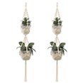thumbnail image 1 of Freedo 2Pcs Macrame Plant Hangers Indoor Outdoor Hanging Planter Basket Cotton Rope Hand-knitted Flower Pot Net Bag STYLE 5, 1 of 8