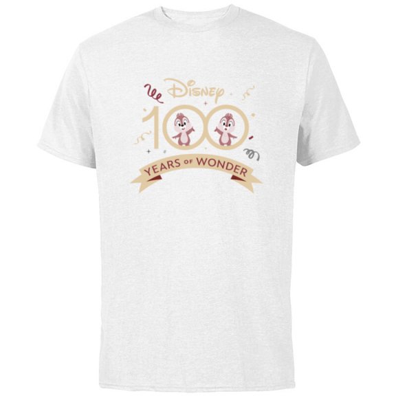 Disney 100 Years of Wonder Chip 'n Dale Muted Cute D100 - Short Sleeve Cotton T-Shirt for Adults - Customized-White