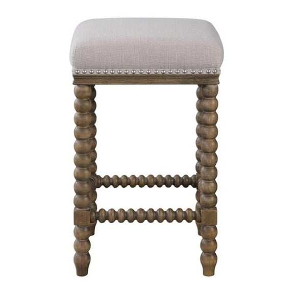 Bowery Hill Contemporary Wooden Counter Stool in Light Walnut