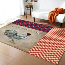 Area Rug 5'x8' Farm Home Retro American Country Style Cock Rooster Washable Area Rugs Non Shedding Floor Carpet Rubber Backing Non-Slip Indoor Mats for Living Room Bedroom Kitchen