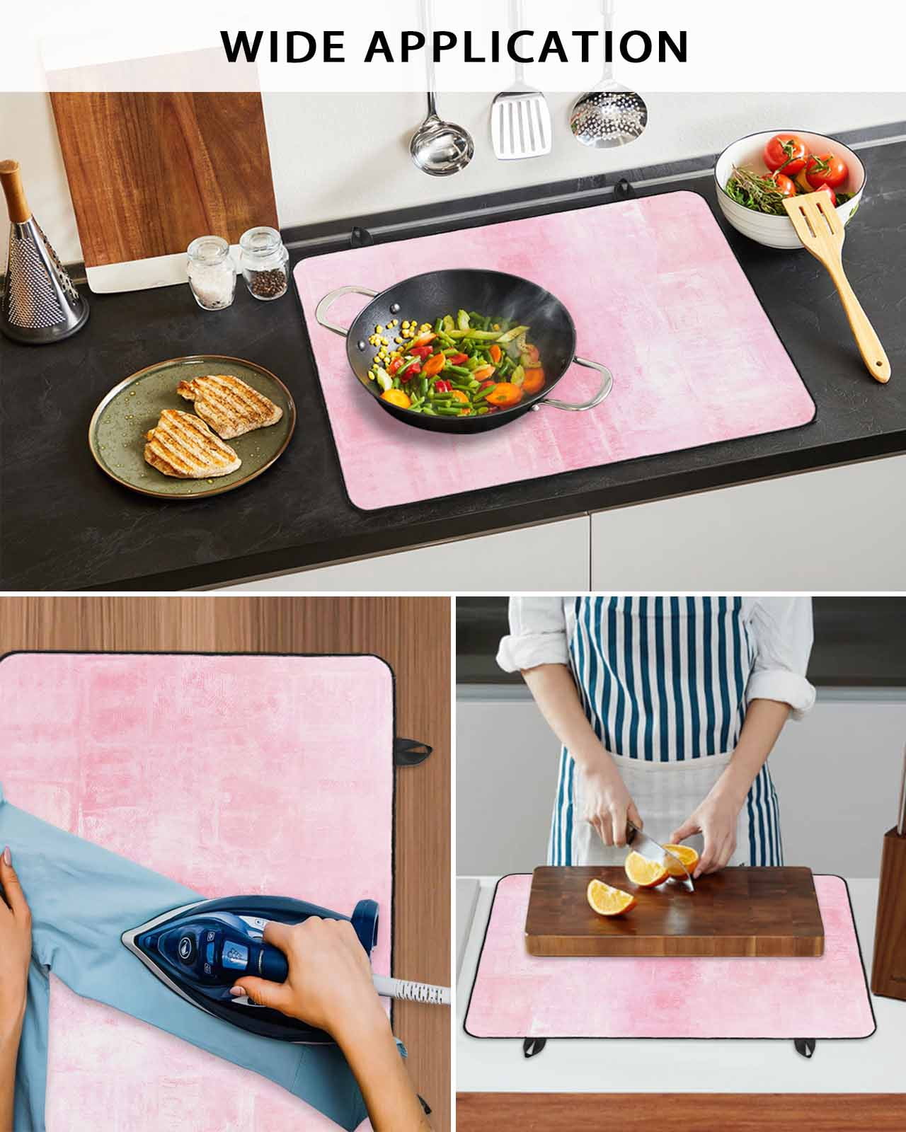 nqOlkjepod Large Induction Cooktop Protector Mat 24"x21", Pink Stove Top Covers for Electric Stove, Retro Oil Painting Modern Abstract Art Aesthetics Stove Burner Cover Mats, Glass Top Stove Cover