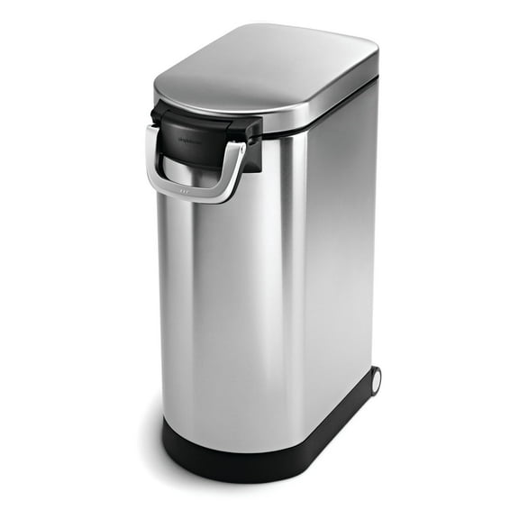 Simplehuman 30 Liter Large Pet Food Storage Container, Brushed Stainless Steel for Dog Food, Cat Food, and Bird Feed