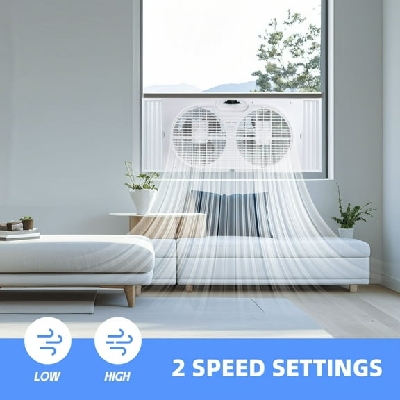FANRUINA Twin Window Fan 2 Speed 11 Inch Expandable With Reversible Airflow For Bedroom Home Cooling Manual Control