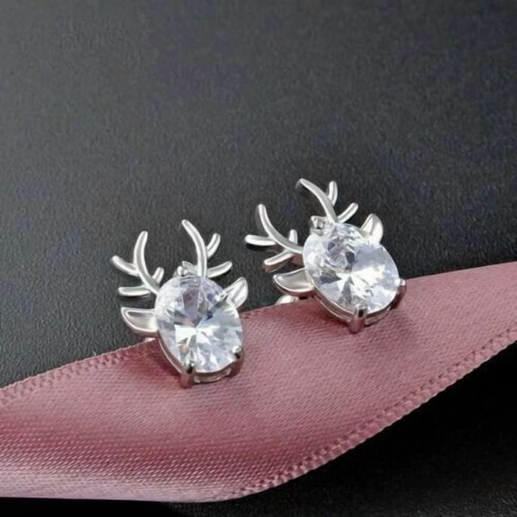 2Ct Oval Cut Simulated Diamond Solitaire Women's Stud Earrings 14K White Gold Finish Silver