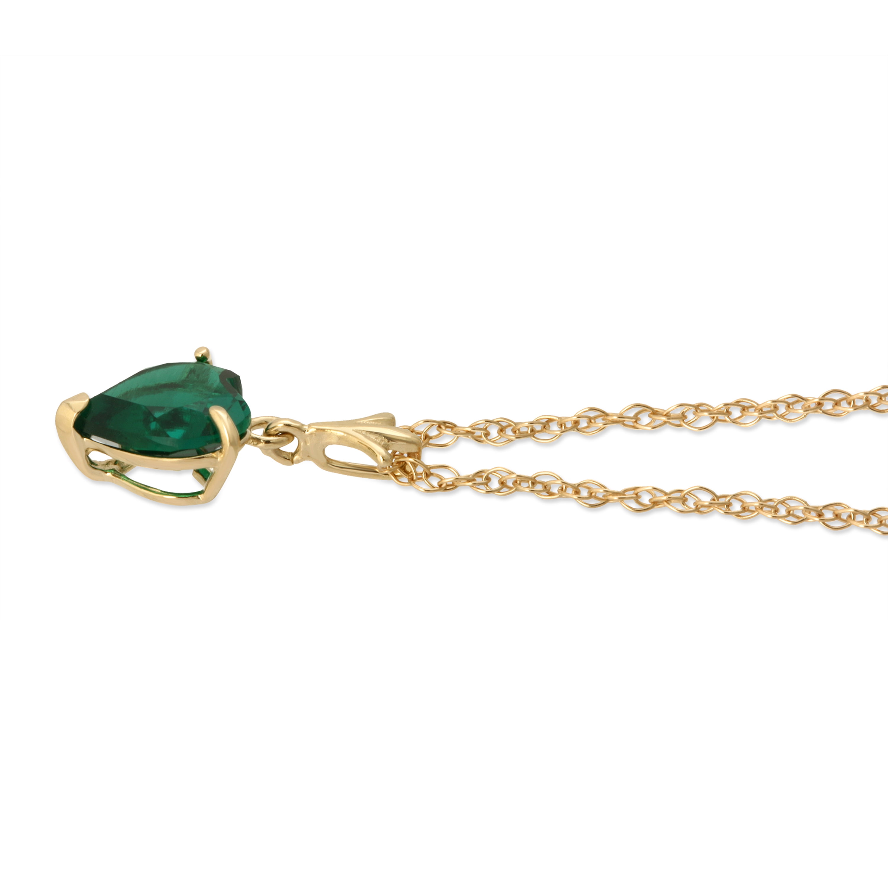 Galaxy Gold 14K Yellow Gold 1.00 Carat Heart Shape High Polished Genuine Emerald Pendant Necklace - May Birthstone - Renewal & Love - 16" to 24" - Fine Jewelry for Women