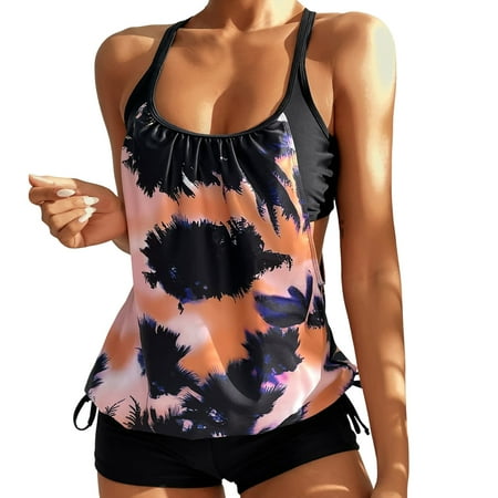 Lopeceal Tankini Swimsuit for Women Floral Two Piece Bathing Suit Swimwear Tank Top Swimwear with Boyshorts