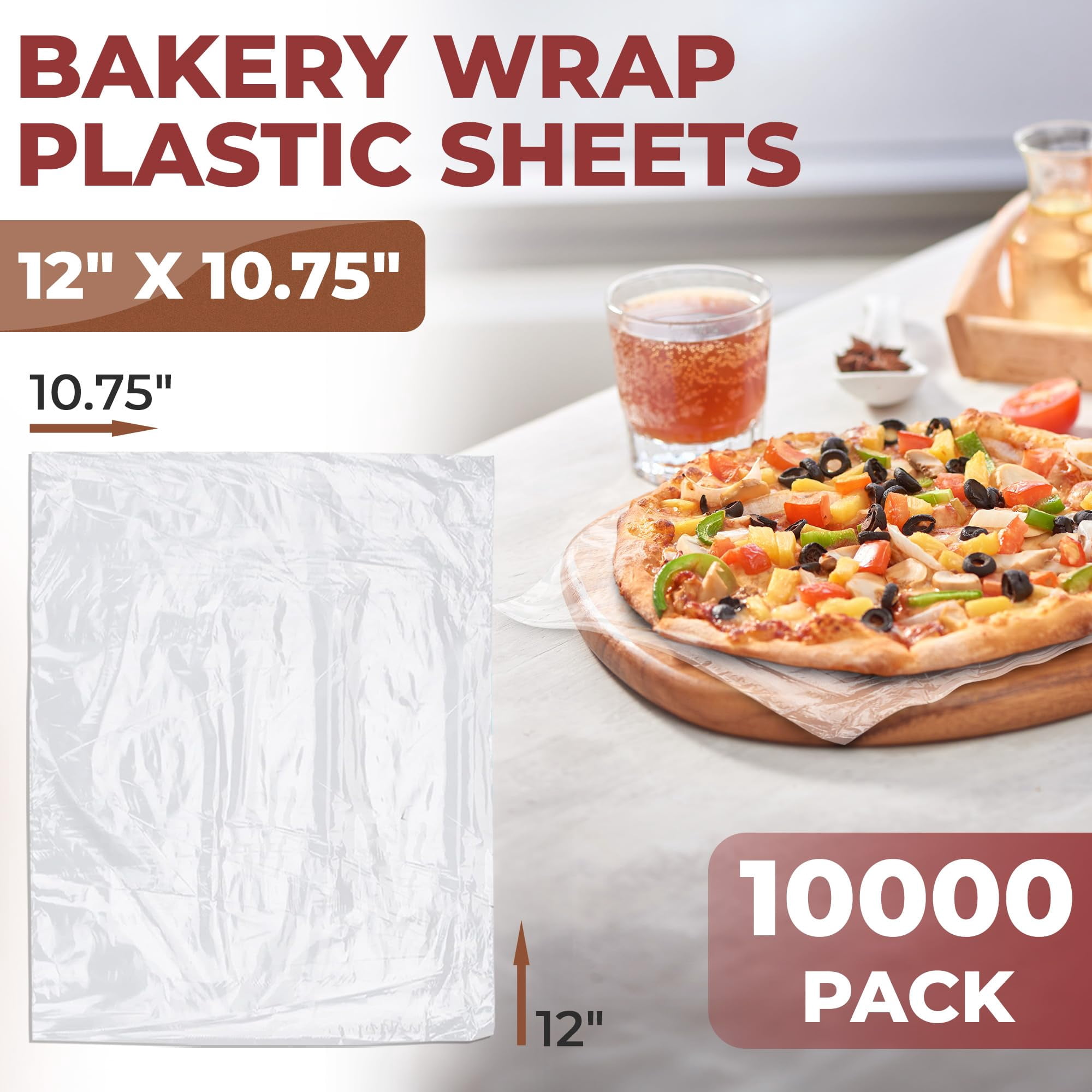 Clear Deli Wrap Plastic Sheets, Pop-Up Pre-Cut Leakproof, 10000 Count, 12 x 10.75 in