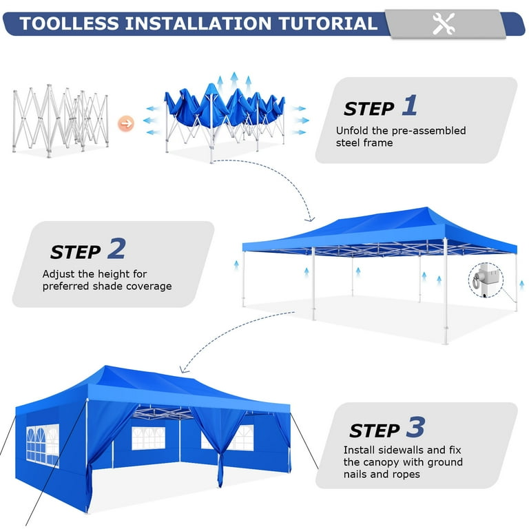 SKYSHALO 12'x12' Pop-Up Camping Gazebo Tent, Waterproof