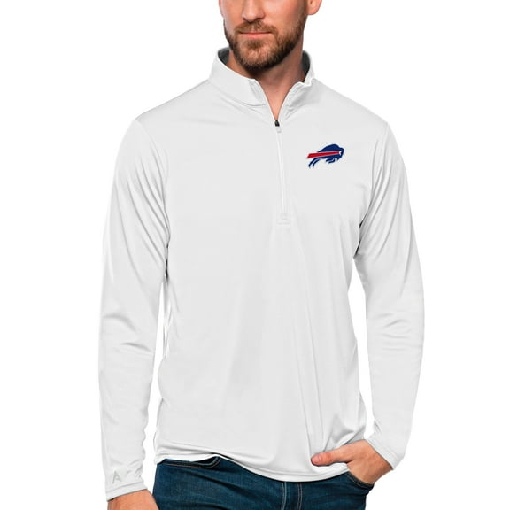 Men's Antigua White Buffalo Bills Tribute Quarter-Zip Lightweight Pullover Top