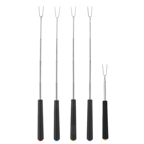 palitos para asar malvaviscos y malvaviscos, extensibles y giratorios de acero inoxidable, con mango de plástico, para niños, para barbacoa, camping y fogata