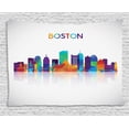thumbnail image 1 of Boston Tapestry, Skyline Silhouette of Vibrant Rainbow Color Geometric Style and Reflection Effect, Wall Hanging for Bedroom Living Room Dorm Decor, 80W X 60L Inches, Multicolor, by Ambesonne, 1 of 2