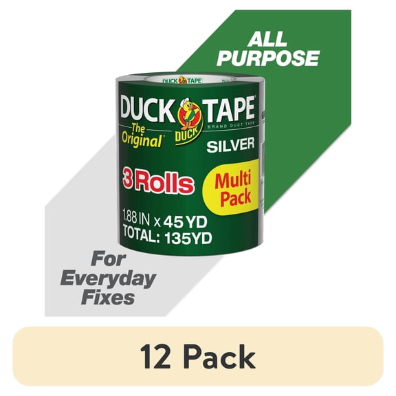 (12 pack) The Original Duck Tape Brand Duct Tape, 1.88 in. x 45 yd., 3 Rolls, Silver