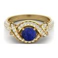 thumbnail image 1 of Bague Estate 6MM Lapis Rond en Argent Sterling 925 Vermeil Or pour Femmes Anniversaire, 1 of 4