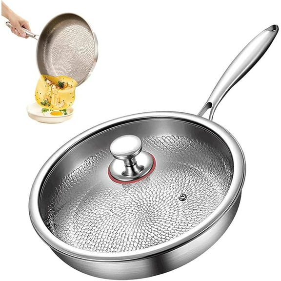 Platefull Titanium Pan with Lid - 2025 New Multifunctional Scratch-Resistant Non Stick Frying Pan, Durable Scratch-Resistant Non Stick Titanium Nutri Pan for Cooking (11.81 in)