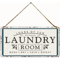 Loads of Fun Laundry Room Vintage Metal Sign Wall Art Hanging Rustic Farmhouse Home Decor for laundry room, Bathroom, Washroom 5X10 Inch