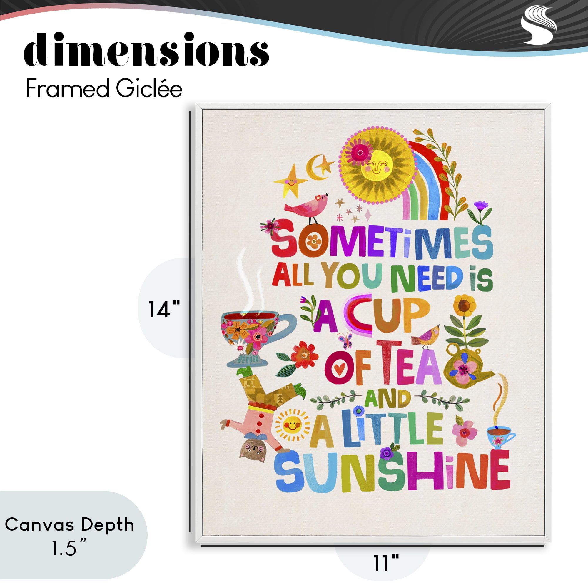 Stupell Industries Cup Of Tea & Sunshine White Framed Giclee Art, design by Katherine Herrell Studio