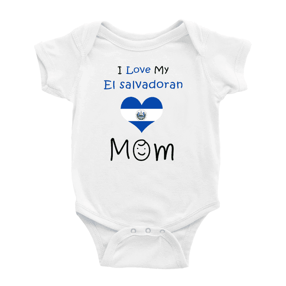 I Love My El Salvadoran Mom Baby Romper (White, 6-12 Months)