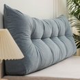 thumbnail image 1 of Genérico Triangular Pillow Headboard for Twin XL Beds: Corduroy Backrest with Storage Pocket | Ergonomic Wedge Cushion for Dorm Rooms & College Students (Blue,Narrow Full (47" W)), 1 of 7