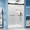 thumbnail image 2 of 56–60" W × 76" H Double Sliding Frameless Shower Door, 5/16" Tempered Glass, Stainless Steel Hardware, Matte Black Finish, 2 of 9