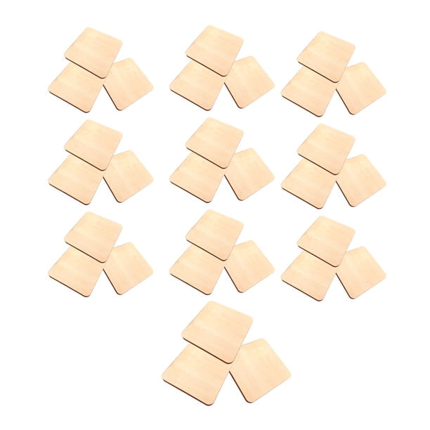 Cuadrados de madera Piezas de madera Hojas de madera contrachapada cuadradas en blanco Decoraciones de Año Nuevo Adornos de Navidad con esquinas redondeadas Inevent HA012174-00