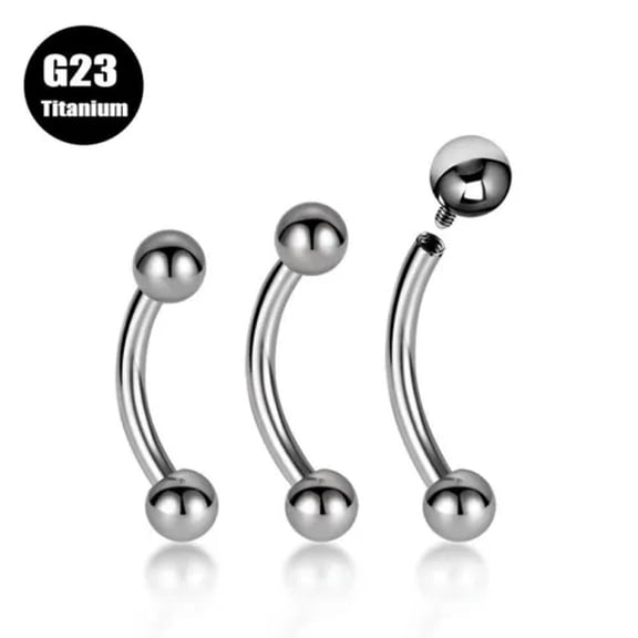 K-KED 5PCS G23 Titanium Curve Barbell Banana Cartilage Studs Ear Eyebrow Piercing 16G-18G 10mm