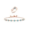 Gem Stone King 4.00 Ct Swiss Blue Topaz 18K Rose Gold Plated Silver Ring and Bracelet Jewelry Set