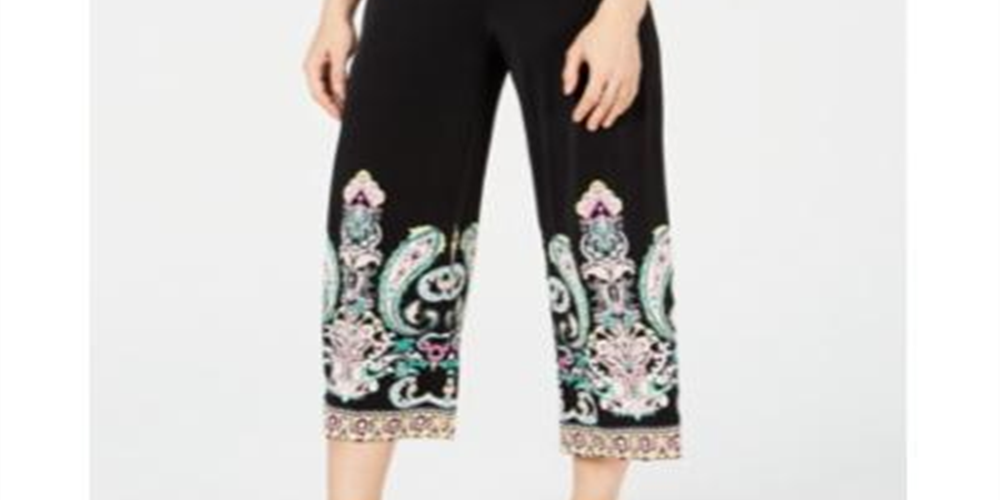 INC International Concepts Women's Printed Cropped Wide Leg Pants