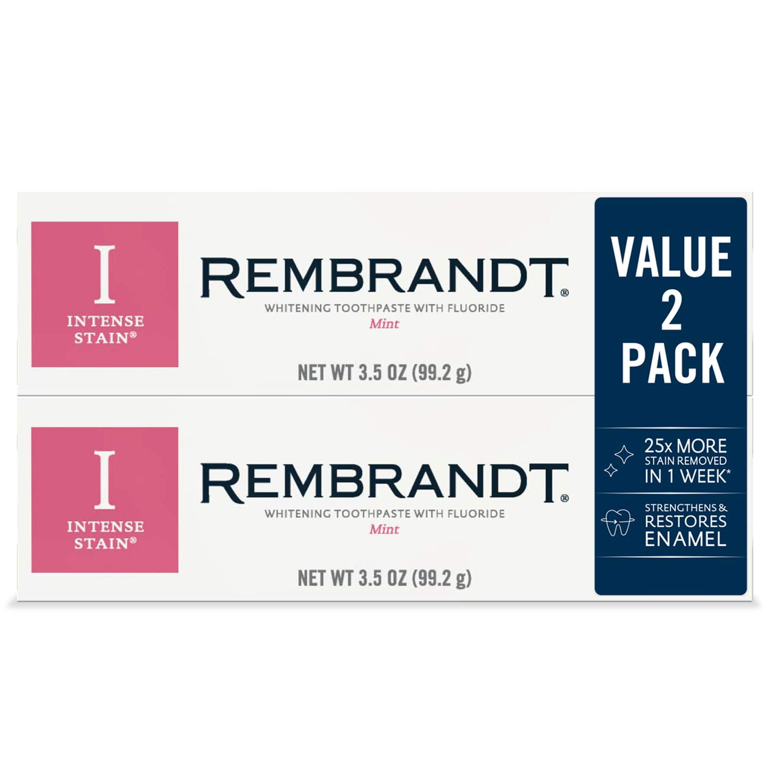 Photo 1 of Rembrandt Intense Stain Whitening Toothpaste, Mint Flavor, 3.52-Ounce (2 Pack) BEST BY 3/2025