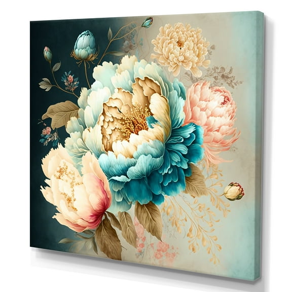 Designart Multi-Color Blooming Flowers III Canvas Wall Art