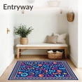 thumbnail image 3 of ODIKA 5'x7' Machine Washable Non-Slip Area Rug, Joyful Alphabet Mosaic with Whimsical Sea Life and Creative Letter High Traffic Rug with Pad, Blue, 695327, 3 of 8