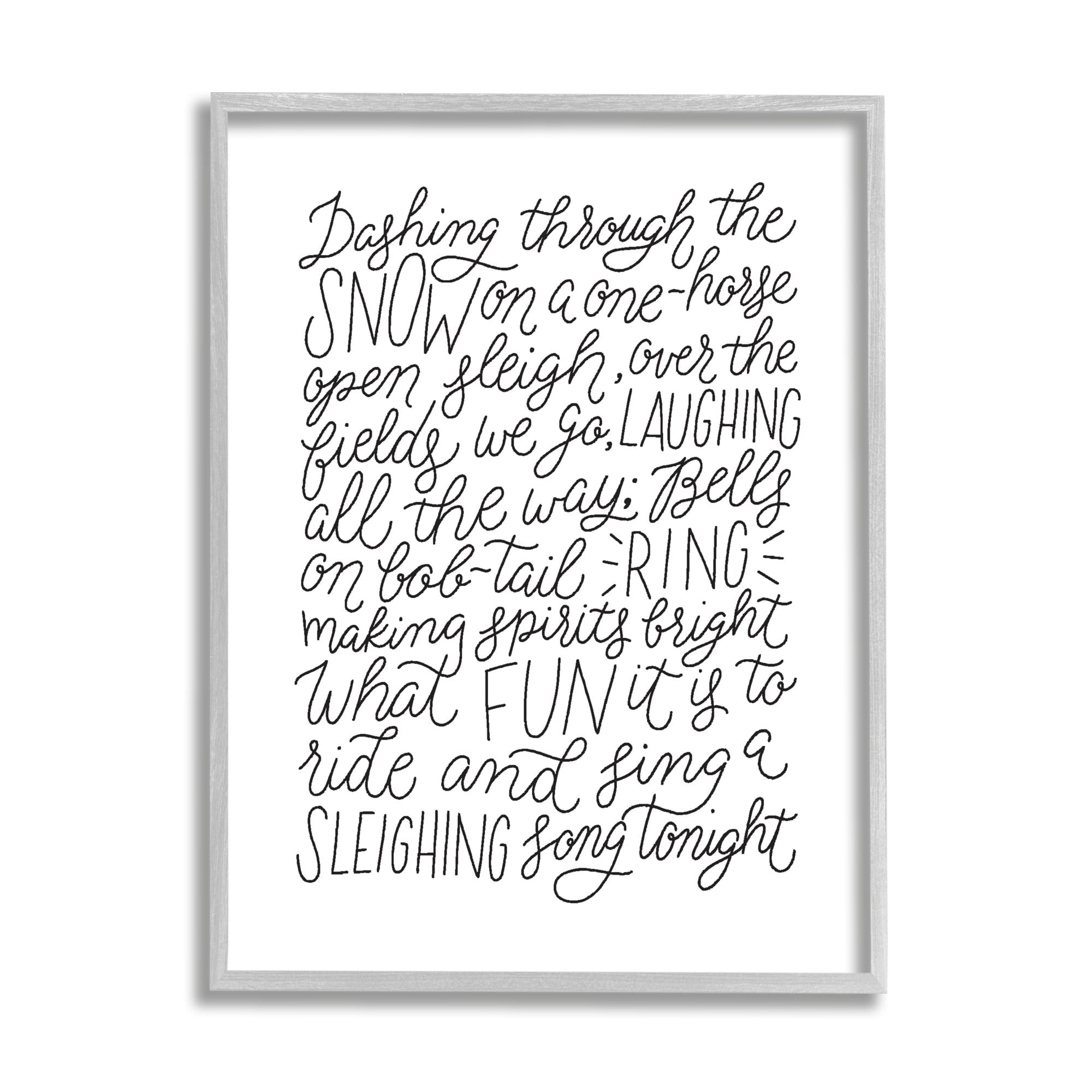 Stupell Industries Dashing Through The Snow Fun Casual Calligraphy Song Graphic Art Gray Framed Art Print Wall Art, Design by Leah Bisch