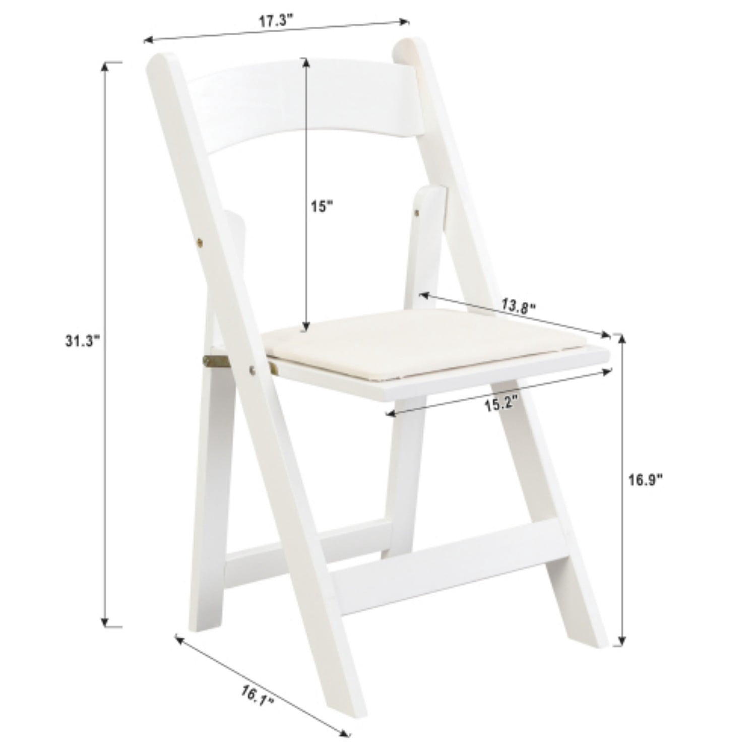 Folding Chairs Set of 4, Upholstered Folding Dining Chairs with Solid Wood Frame, PU Leather Cushion, Space-Saving Portable Chairs, Beige & White