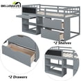 thumbnail image 2 of Low Loft Bed Twin Size with Rolling Desk, Storage Shelves and Chalkboard, Loft Bed with Storage Drawer and Full-Length Guardrail, Twin Loft Bed, Gray, 2 of 13