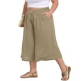 thumbnail image 6 of Dealovy Capri Pants for Women Plus Size Wide Leg Cropped Palazzo Trousers Drawstring High Waisted Lounge Pants, 6 of 7