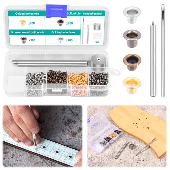 TMWEFUSC 803 Pcs Grommet Eyelet and Installation Tool Kit 2 mm 4 Color Metal Copper Grommet Kit with Storage Case for Shoes Bag Clothing