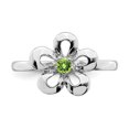 thumbnail image 4 of 925 Sterling Silver Peridot Flower Stackable Ring Stone Leaf Birthstone August Gemstone, 4 of 8