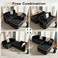 thumbnail image 2 of 106" Teddy Fabric, No Assembly, 32D Boneless Sofa, Contrast Color Design, Fluffy Comfy Couch with L-Shaped Chaise for Living Room (Black), 2 of 11
