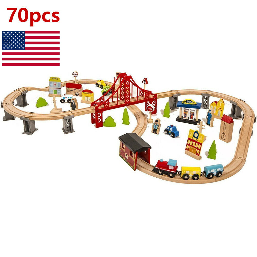 Wooden Train Track Pack Engine Tank Railway Accessories Compatible Major n JR 