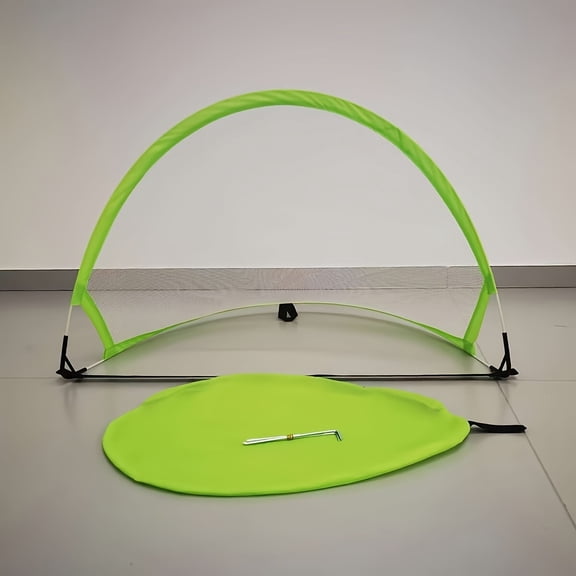 Collapsible 5-A-Side Football Goal, Pop-Up Soccer Net with Ground Spikes & Carry Bag, Oxford Fabric Outdoor Training Goal, Green