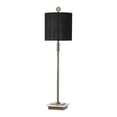 thumbnail image 3 of Maklaine Metal & Fabric Table Lamp with Drum Shade in Antique Brass and Black, 3 of 7