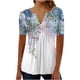 thumbnail image 2 of Puntoco 2024, tops a la moda de verano para mujer, moda de verano para mujer, top Sexy con estampado de pliegues regulares para mujer, top de manga corta con cuello en V y botones, 2 of 3